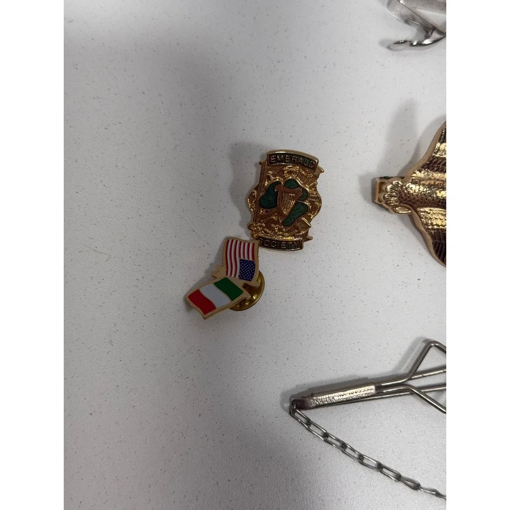 Vintage Mens Jewelry Lot Swank Tie Clips Cufflinks Lapel Pins Irish‎ Duck Train
